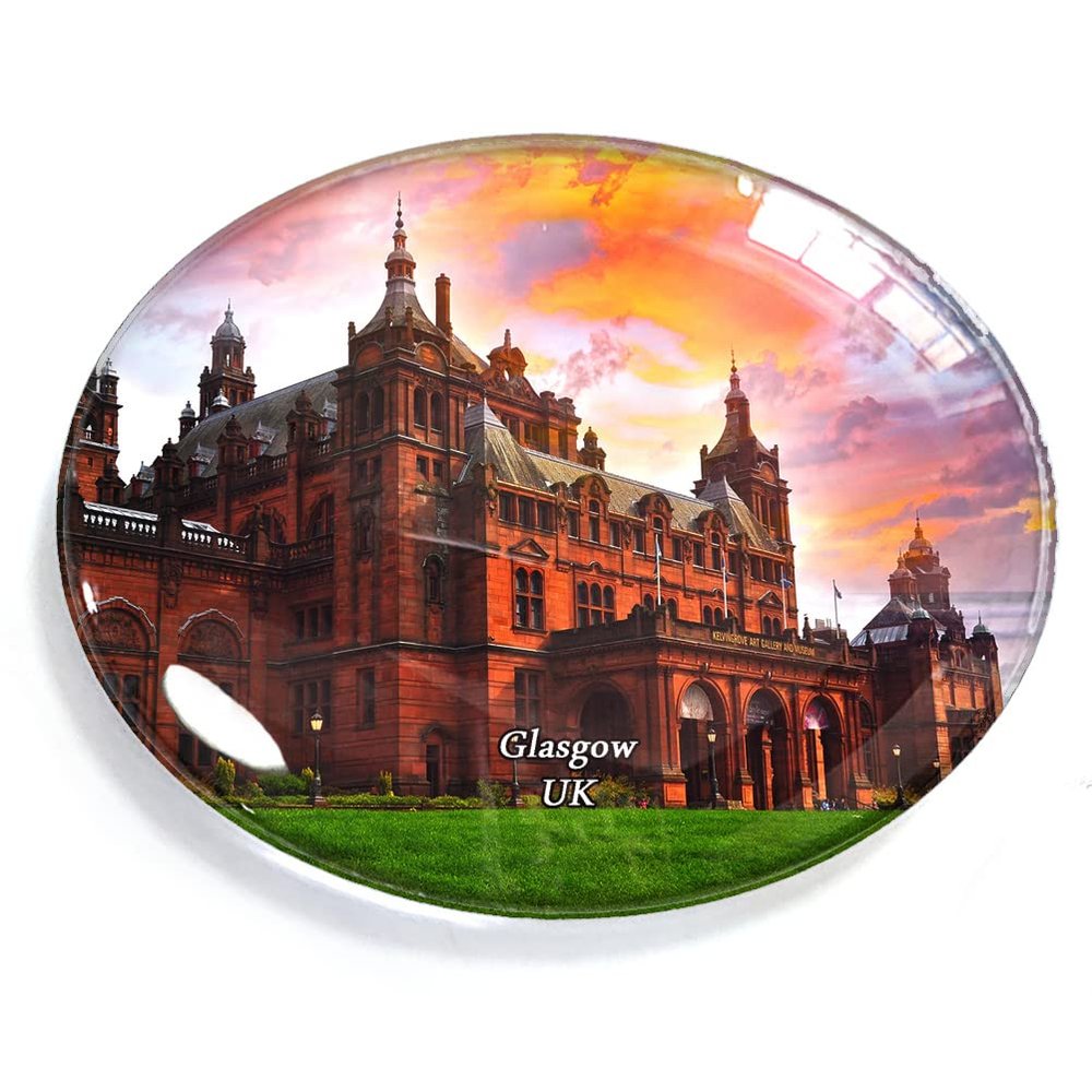 Glasgow UK Magnet Fridge Refrigerator Freezer Magnet Sticker Souvenir Decorations Oval Crystal Magnet Kitchen Whiteboard
