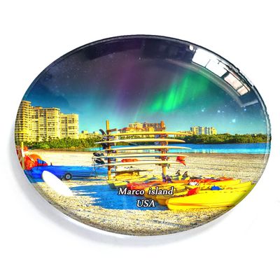 Marco Island USA Magnet Fridge Refrigerator Freezer Magnet Sticker Souvenir Decorations Oval Crystal Magnet Kitchen Whiteboard