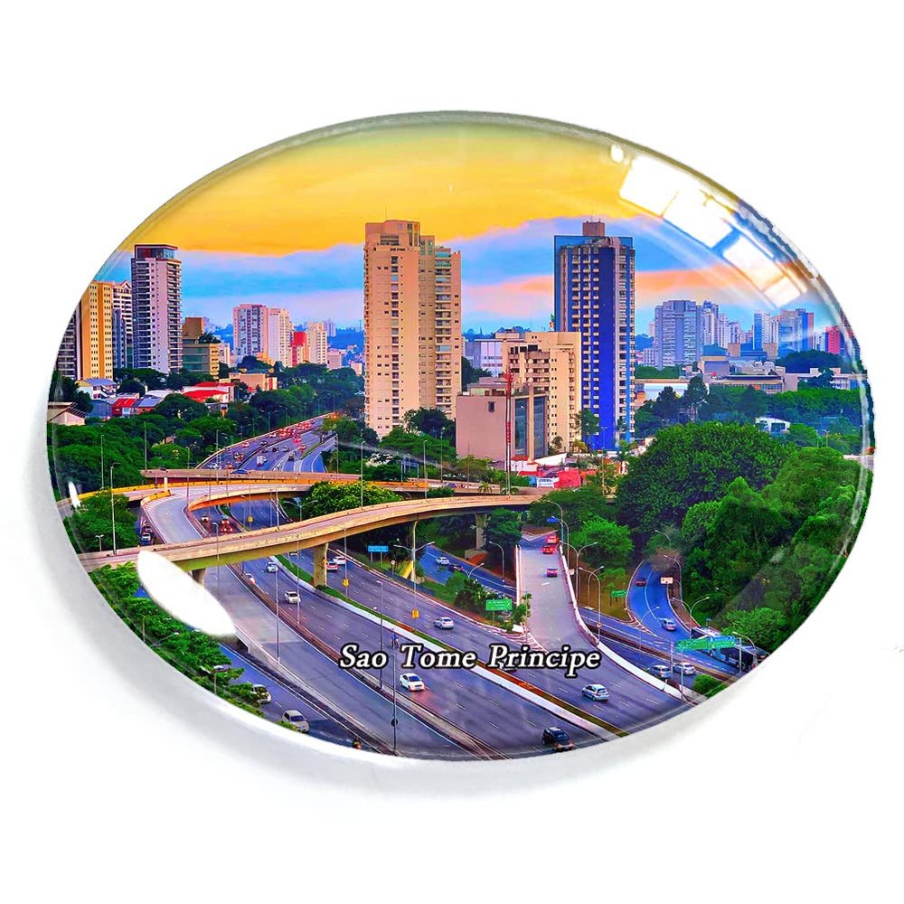 Sao Tome Principe Magnet Fridge Refrigerator Freezer Magnet Sticker Souvenir Decorations Oval Crystal Magnet Kitchen Whiteboard