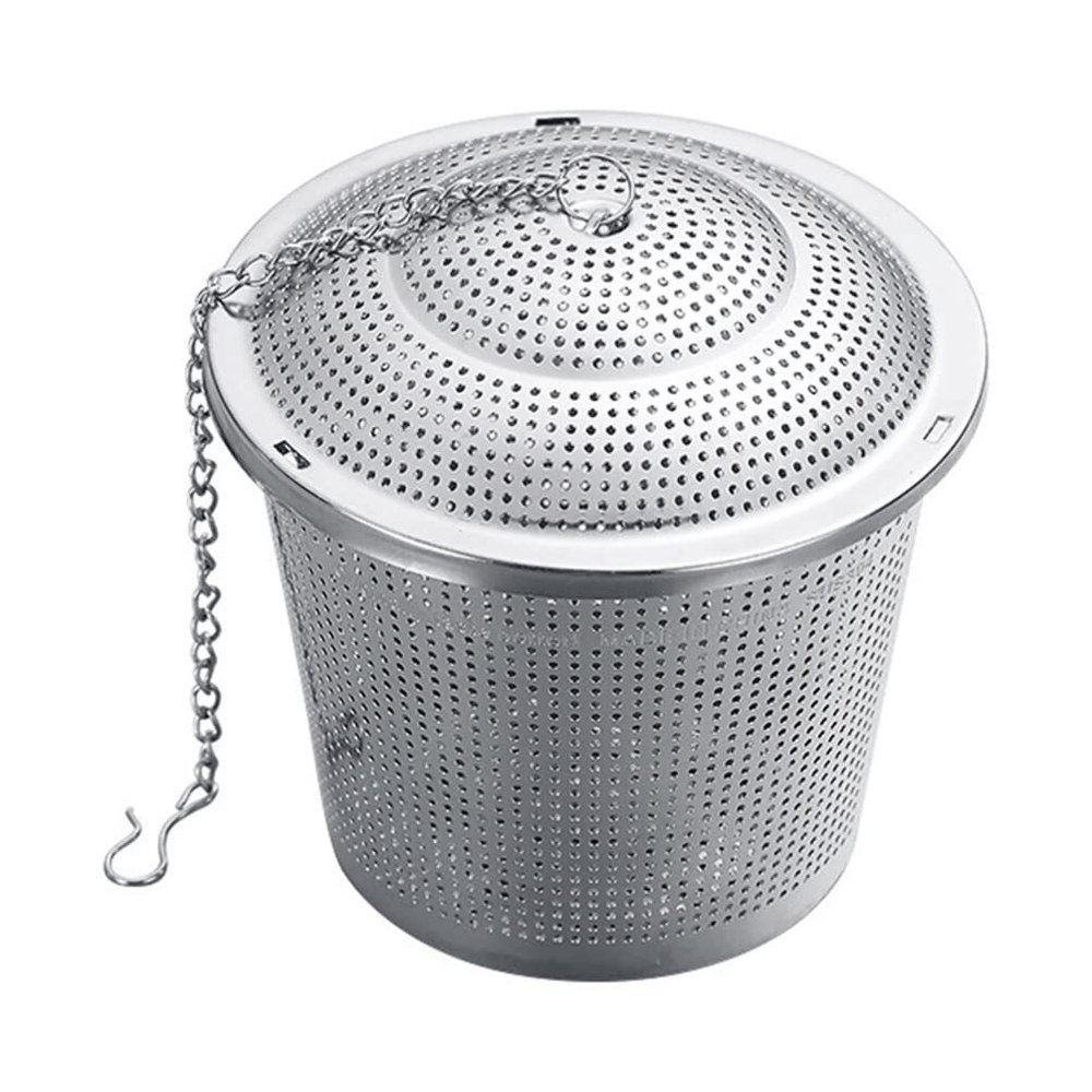 BESTonZON Stainless Steel Seasoning Strainer for Hot Mesh Design for Easy Separation Convenient Chain Hook Multi-purpose Cooking Tool