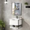 Fundin Stainless Steel Bathroom Medicine Mirror Cabinet with Matt Black Framed Door, Multi Shelves, 15x21 inch view 2