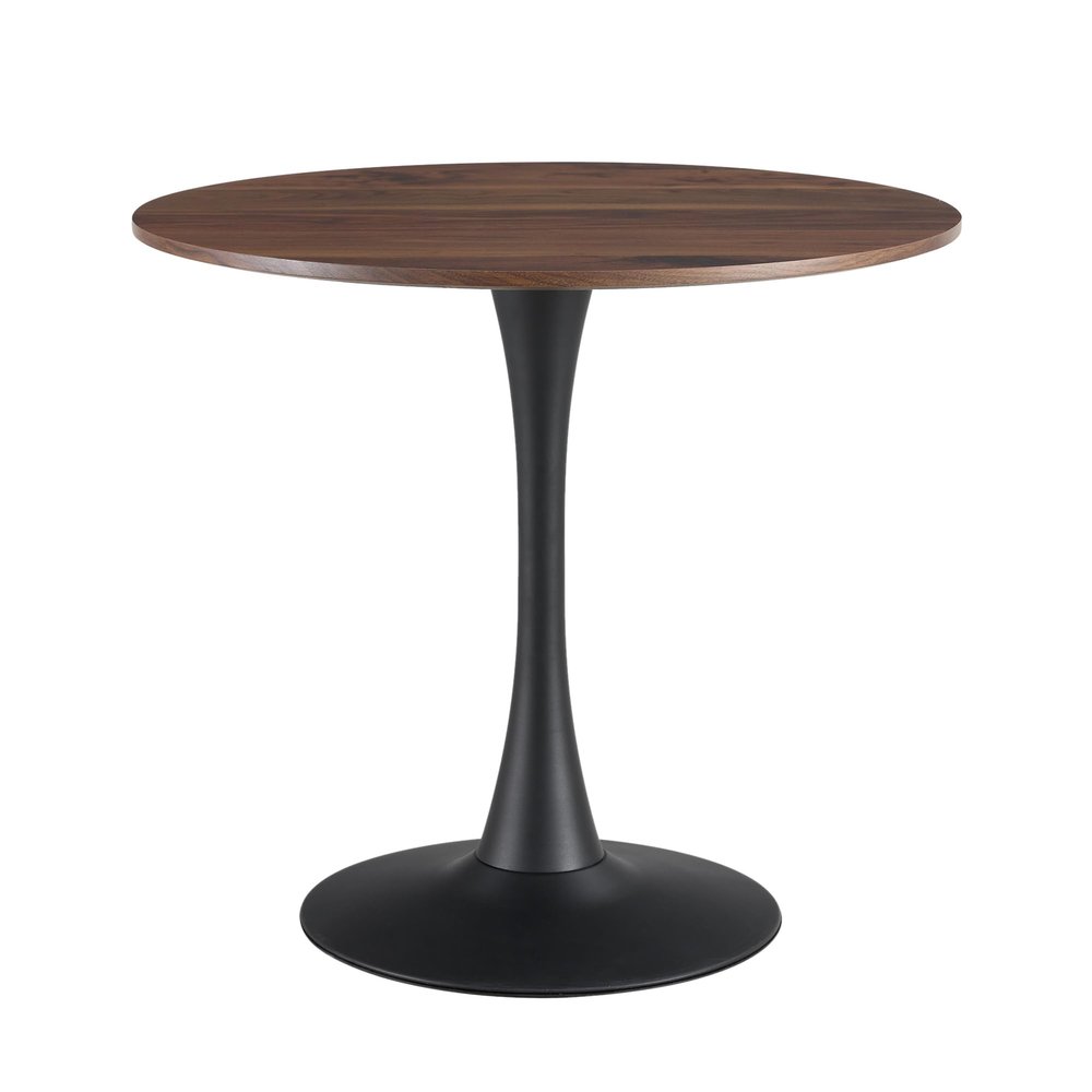 31.5 Inch Round Dining Table,Mid-Century Tulip Table with Metal Pedestal Base,Modern Leisure Table for Small Space Kitchen Dining Room,Easy Assembly,Walnut and Black