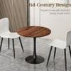 31.5 Inch Round Dining Table,Mid-Century Tulip Table with Metal Pedestal Base,Modern Leisure Table for Small Space Kitchen Dining Room,Easy Assembly,Walnut and Black view 3