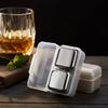 4 Large Whiskey Stones 64 cm (4 cu in) - Man Gift Set - Reusable Stainless Steel Metal Ice Sphere Cubes Beverage Chilling Rocks Whiskey Stones for Red Wine, Bar Beer, Scotch, Vodka Drinks - Gold view 4