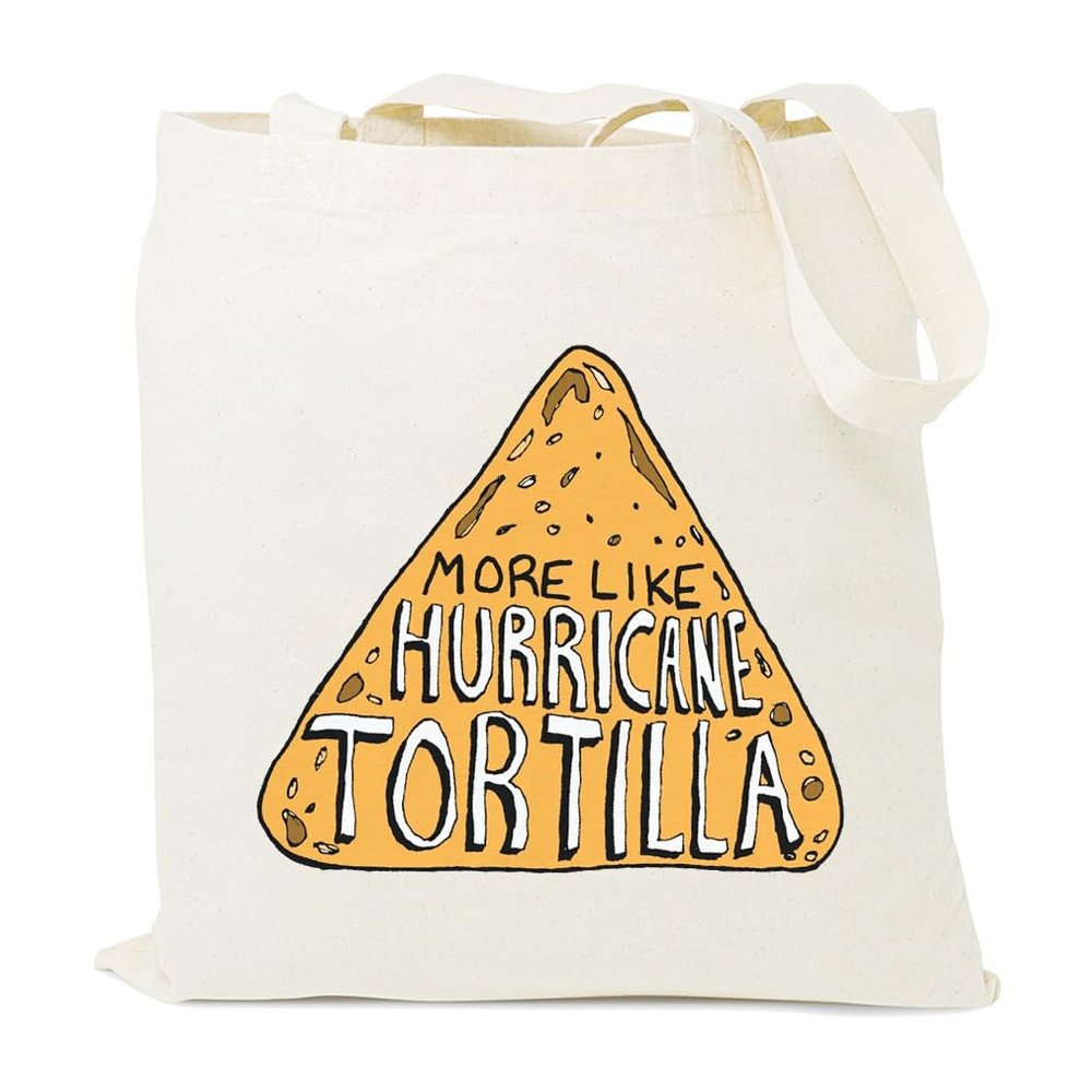 HONTOUTE Women's Graphic Tote Bag More Like Hurricane Tortilla Cotton Canvas Bag Vine Bag Reusable Grocery Handbag Beige