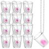 Uiifan 12 Pcs Valentines Party Favors Cup Bride Glass Necklace with Metal Chain Necklace Glasses for Wedding Party Bridal Shower Decorations (Pink) view 1
