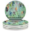 Butterflies in Flowers Coasters for Drinks Absorbent Set of 4 Beautiful Ceramic Coaster with Cork Base Decorative Coffee Cup Beverage Coasters Wine Beer Bar Coaster view 1