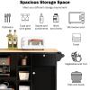 NOLLAM Kitchen Island with Storage Cabinet and 2 Locking Wheels, Kitchen Cart with Solid Wood Desktop, Spice Rack, Towel Rack, Floor Standing Buffet Sideboard for Kitchen Room, Dining Room, Black view 2