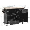 NOLLAM Kitchen Island with Storage Cabinet and 2 Locking Wheels, Kitchen Cart with Solid Wood Desktop, Spice Rack, Towel Rack, Floor Standing Buffet Sideboard for Kitchen Room, Dining Room, Black view 3