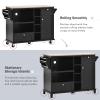 NOLLAM Kitchen Island with Storage Cabinet and 2 Locking Wheels, Kitchen Cart with Solid Wood Desktop, Spice Rack, Towel Rack, Floor Standing Buffet Sideboard for Kitchen Room, Dining Room, Black view 4