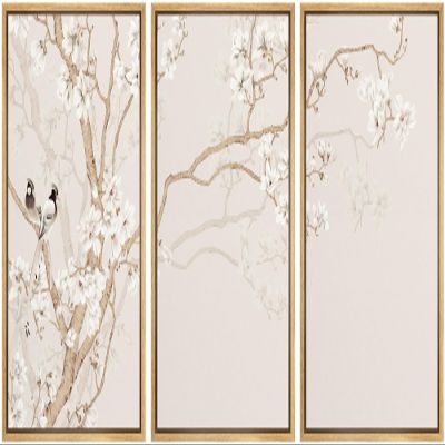 wall26 Framed Canvas Print Wall Art Bird in Cherry Blossom Tree Minimalism Nature Wilderness Illustrations Modern Art Botanical Floral Farmhouse/Country Multicolor Zen for Bedroom - 24"x36"x3 Natural