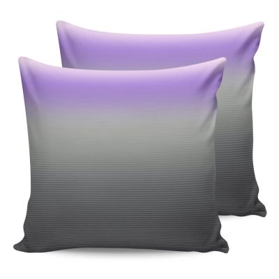 QueenKer Pillow Covers 16x16 Inch Set of 2, Purple Grey Stripe Gradient Square Throw Pillow Decorative Case Sofa/Bed Cushion Covers Zipper Pillow Protector for Bedroom Living Room Farmhouse