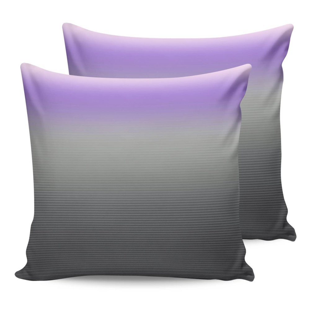 QueenKer Pillow Covers 16x16 Inch Set of 2, Purple Grey Stripe Gradient Square Throw Pillow Decorative Case Sofa/Bed Cushion Covers Zipper Pillow Protector for Bedroom Living Room Farmhouse
