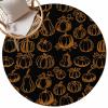 Shabby Chic Pumpkins Area Rug Carpet for Kids Teen Girls Boys Bedroom, Living Room, Washable Outdoor Indoor Accent Throw Runner Floor Mat Area+Rug Thanksgiving Fall Black Gold 3.3FT(Round) view 2