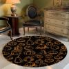 Shabby Chic Pumpkins Area Rug Carpet for Kids Teen Girls Boys Bedroom, Living Room, Washable Outdoor Indoor Accent Throw Runner Floor Mat Area+Rug Thanksgiving Fall Black Gold 3.3FT(Round) view 3