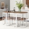 Modern Dining Table Set with Faux Marble Tabletop, 7-Piece Kitchen Table and Chairs for 6 People, Compact Dining Room Table Set for Living Room, Small Space, White+Cherry view 2