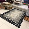 ZAWAYA HOUSE Premium Cowhide Leather Hollow Circular Patchwork Area Rug - 4X6 ft - Black, Handwoven Luxury Non Slip Home Decor Carpet for Living Room, Dining Room, Bedroom view 2