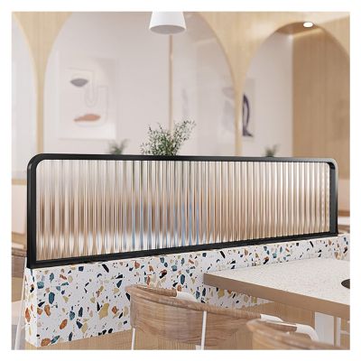 YJEUZCD Dividers for Dining Areas, Restaurant Striped Glass Decorative Partitions Grille, Semi-Privacy Bar 30/50cm Low Fence Desk Divider (Color : Black-A, Size : 30x50cm)