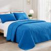 Exclusivo Mezcla Queen Quilt Bedding Set, Lightweight Royal Blue Quilts Queen Full Size for All Seasons, Soft Microfiber Bedspreads Coverlets Bed Cover with Leaf Pattern, 3 Piece view 2