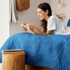 Exclusivo Mezcla Queen Quilt Bedding Set, Lightweight Royal Blue Quilts Queen Full Size for All Seasons, Soft Microfiber Bedspreads Coverlets Bed Cover with Leaf Pattern, 3 Piece view 4