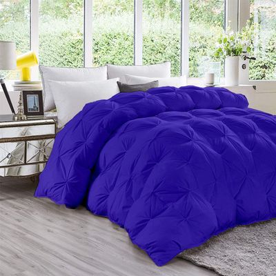 LinenHouse 800-TC Pinch Pleated Down Comforter Super King 98x108 5-Piece All-Season Duvet Insert & 4pc Pillow Shams, 500 GSM Micro Fill with All Side Corner Tabs 100% Microfiber Fill Power