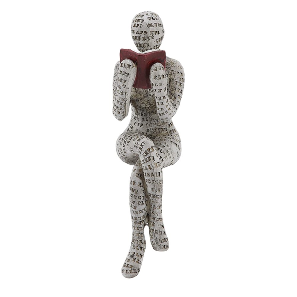 TITA-DONG Resin Reading Woman Figurine, Thinker Statue Modern Abstract Art Sculpture Resin Collectible Reading Figurines, Various Styles Available Reading Woman Sculpture for Livingroom Bookshelf(D)
