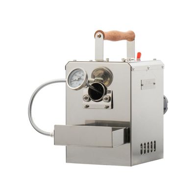 KALDI Motor Drive Type home coffee roaster, size(200g), Bi-metal thermometer, chaff tray included, hopper/sampler option, gas burner required, No thermocouples supported