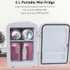 Asixxsix Mini Fridge, 4L Portable Cooler and Warmer Makeup Refrigerator with DC12V Car Plug for Food Skincare , Beauty Fridge for Bedroom, Office, Car, Dorm (US view 3