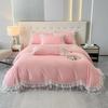 MOOWOO Chic Ruffle Lace Polyester Duvet Cover Set -Girl Pink Bedding-2 Piece Twin Duvet Cover with Zipper Closure -Ultra Soft and Light Weight (Pink,Twin) view 2