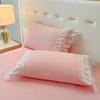 MOOWOO Chic Ruffle Lace Polyester Duvet Cover Set -Girl Pink Bedding-2 Piece Twin Duvet Cover with Zipper Closure -Ultra Soft and Light Weight (Pink,Twin) view 3