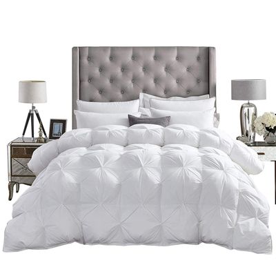 Daksh Linen Pinch Pleated Soft 400 GSM All Season White 5 Piece Oversized King Size Comforter Set (Comforter + 4 Pillowcases) 600 Series Egyptian Cotton Comforter Bedding Set
