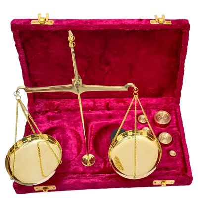 Navirock Brass Vintage Apothecary Scale, Red Accents