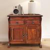 Handmade Vintage Rosewood 2-Door Cabinet with Drawers | Rustic Colonial Twisted Rope Chest | Solid Wood Unique Kitchen Cabinet | Farmhouse Style Traditional Storage Nightstand view 1