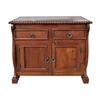 Handmade Vintage Rosewood 2-Door Cabinet with Drawers | Rustic Colonial Twisted Rope Chest | Solid Wood Unique Kitchen Cabinet | Farmhouse Style Traditional Storage Nightstand view 4