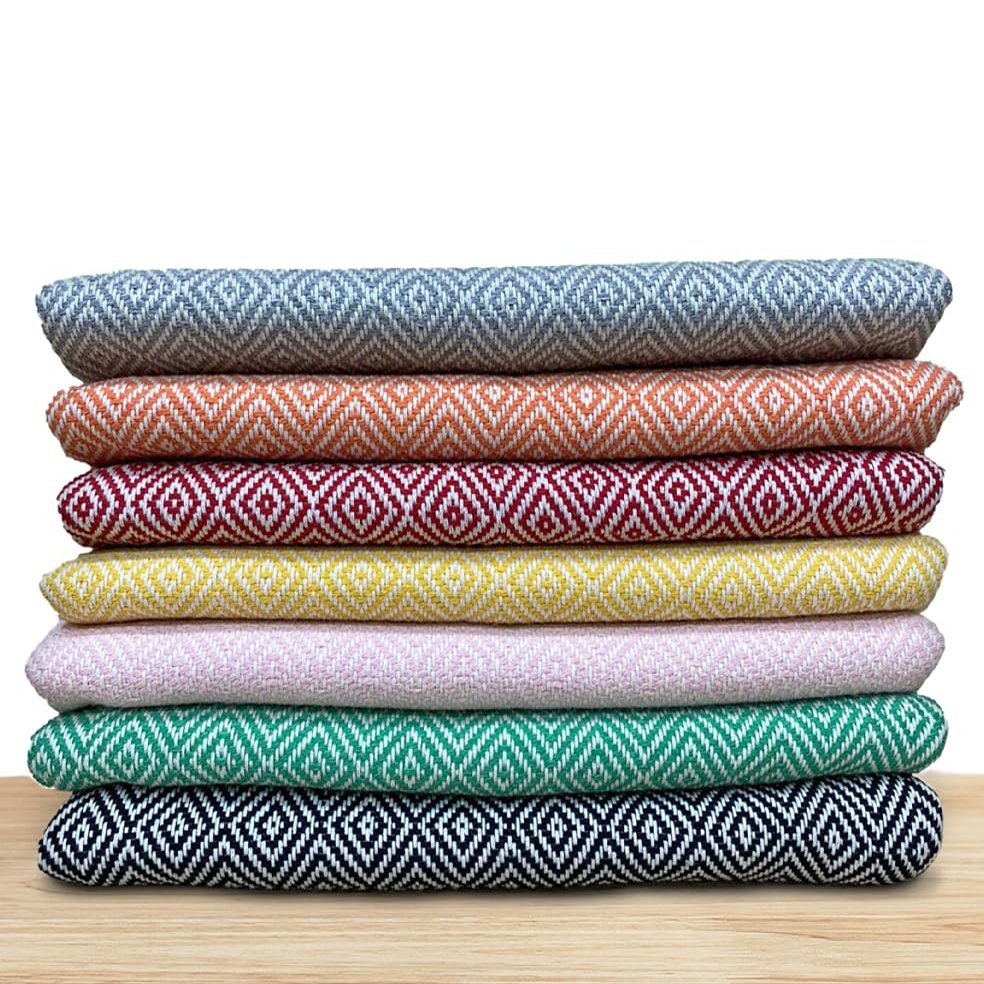 Hello ACCESORIES 100% Cotton Turkish Beach Towel 38X70 Inches | Quick Dry, Lightweight and Sand Free | Turkish Peshtemal for Bath, Beach, SPA and Gym (38X70 Inches, Blue)