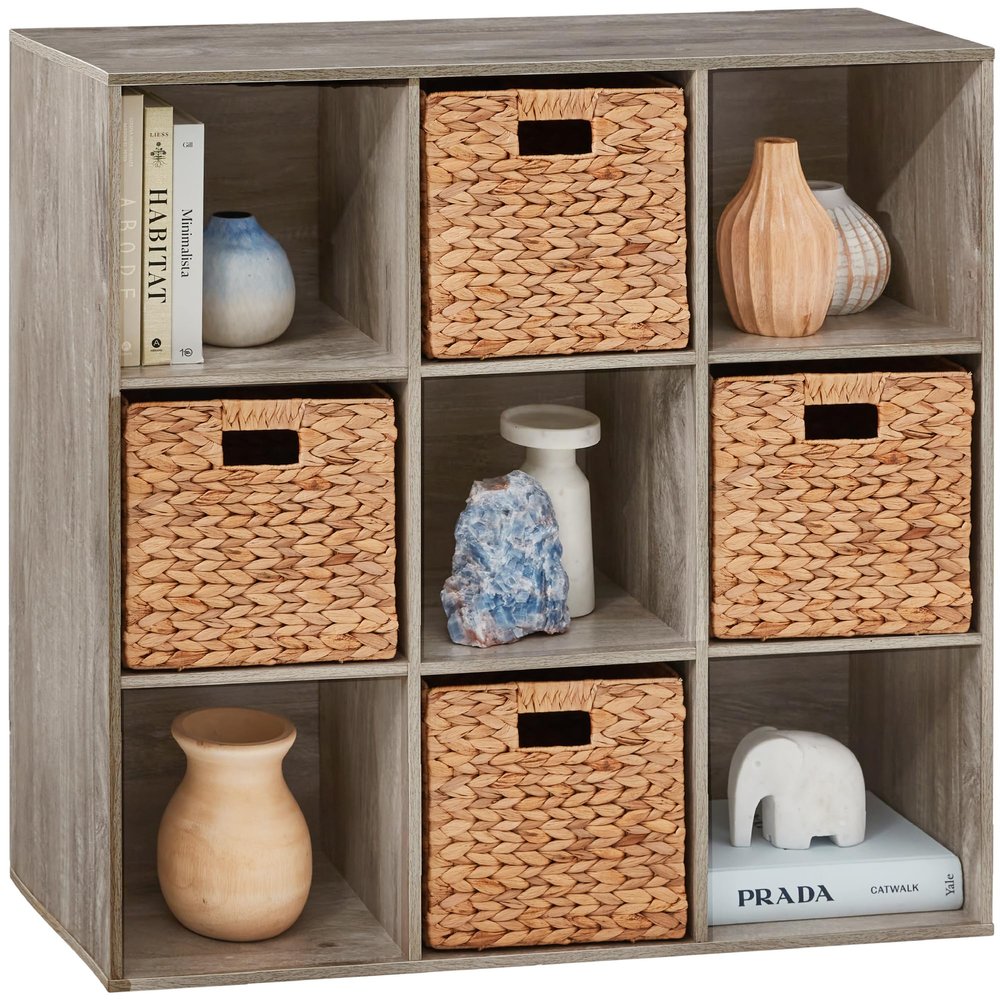 Best Choice Products 9-Cube Storage Organizer, 11in Shelf Opening, Bookcase, Display Shelf, Customizable w/ 3 Removable Back Panels - Greige
