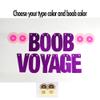 Boob Voyage Banner, Breast Cancer Awareness Party Decor, Lesbian Bachelorette Cruise Party Decoration (Hot Pink Glitter Letters, Yellow Boobs) view 2