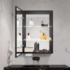 SBCC Aluminium Bathroom Mirror Cabinet, Single Door Bathroom Storage Cabinet, HD Explosion-Proof Mirror, Black, 40cm Long (Small : 50cm) view 3