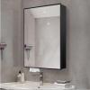 SBCC Aluminium Bathroom Mirror Cabinet, Single Door Bathroom Storage Cabinet, HD Explosion-Proof Mirror, Black, 40cm Long (Small : 50cm) view 4