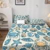 Starfish Sheets California King Size, Seashells Bed Sheets, Patterned Bedding Sheets & Pillowcases 4 Piece Set - Soft Microfiber Deep Pocket Fitted Sheet & Flat Sheet & 2 Pillow Cases D3-&-244 view 2