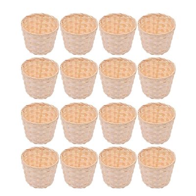 Zerodeko Woven Flower Basket 3.54X3.54X2.95 Inch Mini Bamboo Storage Organizer for Crafts Home Decor and Party Favor Holder