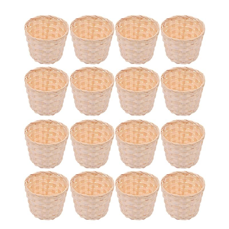 Zerodeko Woven Flower Basket 3.54X3.54X2.95 Inch Mini Bamboo Storage Organizer for Crafts Home Decor and Party Favor Holder