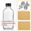18 Pack, 2 oz Small Clear Glass Bottles w/ Lid & 4 Stainless Steel Funnels - 60ml Boston Sample Bottles - Mini Travel Essential or Decorative Bottles for Potion, Juice, Wellness, Ginger Shots, Whiskey view 2