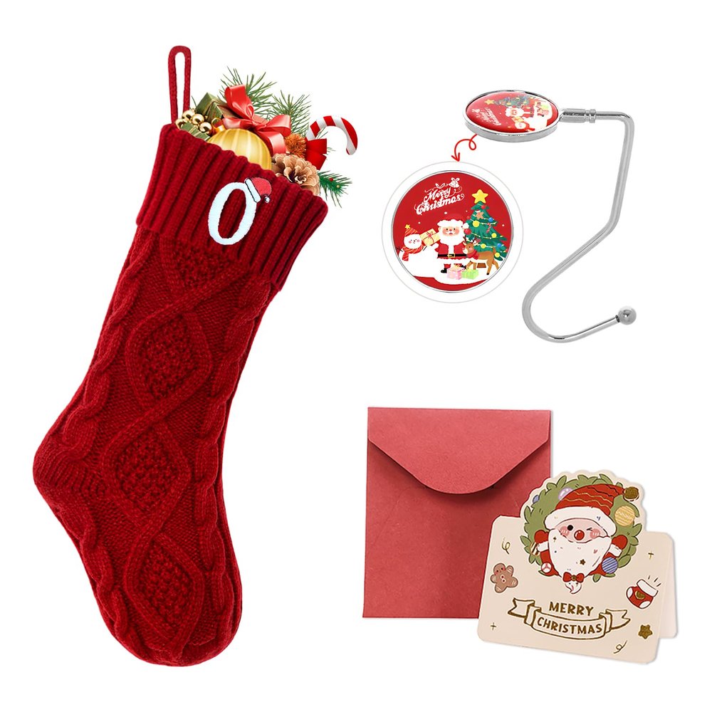 Ulico Christmas Stockings with Initials, 18 Large Embroidered Monogram Knit Christmas Stocking,Xmas Stocking for Kids, Holiday and Family Stocking for Fireplace or Party Decoration Red Letter O