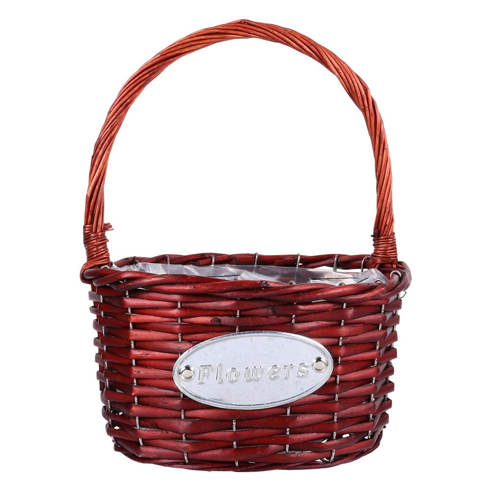 jojofuny 1pc Portable Woven Flower Basket for Wedding Photo Prop Multi-scene Decorative Container for Flowers Petals and Boho Style