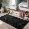 DEXDE Shaggy Bathroom Rugs 24x47 Inches - Non-Slip Quick Dry Machine Washable Bath Rug, Soft Plush Microfiber Absorbent Bath Mat for Bathroom, Black view 2