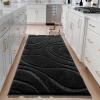 DEXDE Shaggy Bathroom Rugs 24x47 Inches - Non-Slip Quick Dry Machine Washable Bath Rug, Soft Plush Microfiber Absorbent Bath Mat for Bathroom, Black view 3