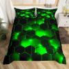 Feelyou Honeycomb Duvet Cover Kids Toddler Full, Beehive Geometric Bedding Set Honeycomb with Green Yellow Neon Lights Comforter Cover Hexagonal Bedspread Cover Lightweight Quilt Cover (No Comforter) view 3