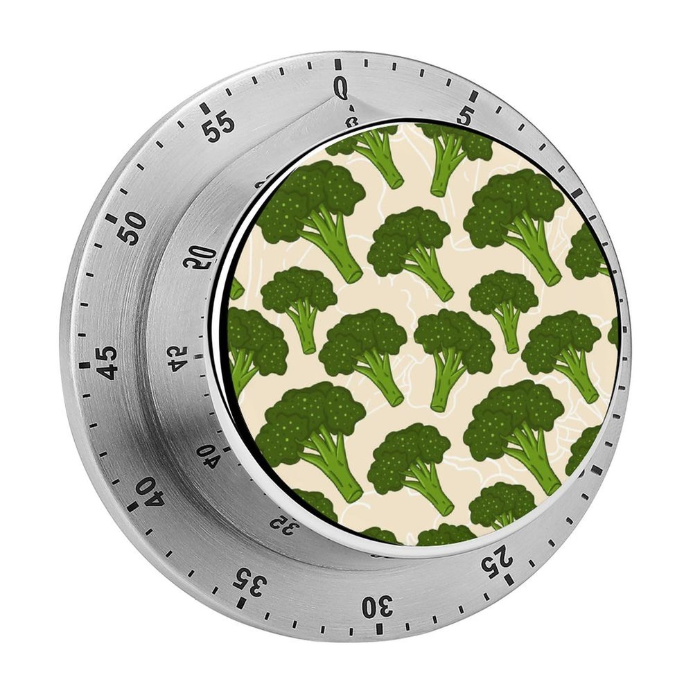 Green Broccoli Kitchen Timer Stainless Steel 60 Minute Countdown Timer for Cooking Fitness Baking Studying