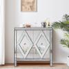 SZLIZCCC Storage Cabinet, Modern Cabinet with Mirror Decoration, for Living Room, Dining Room, Kitchen, Entrance Way (Silver) view 1